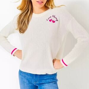 Lilly Pulitzer Pippy Sweater Coconut Love Always Embroidery